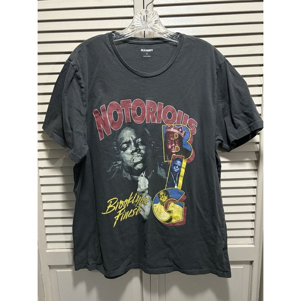 Old‎ Navy Men's Size XL Gray/Multi Short Sleeve Crew Neck T-Shirt Notorious BIG